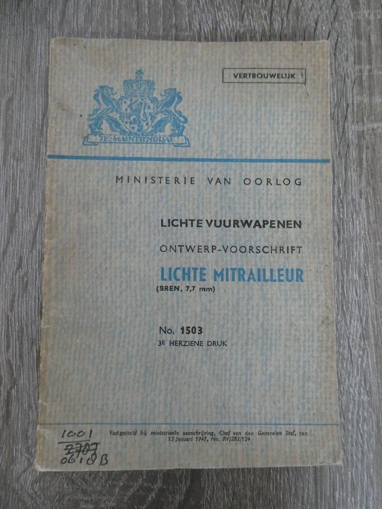 Voorschrift lichte mitrailleur Bren 7,7 mm, Ophalen of Verzenden, Landmacht, Nederland, Boek of Tijdschrift