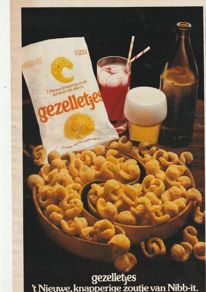 Retro reclame 1976 Nibb-it chips knapperige zoutjes, Verzamelen, Verzenden, Overige typen