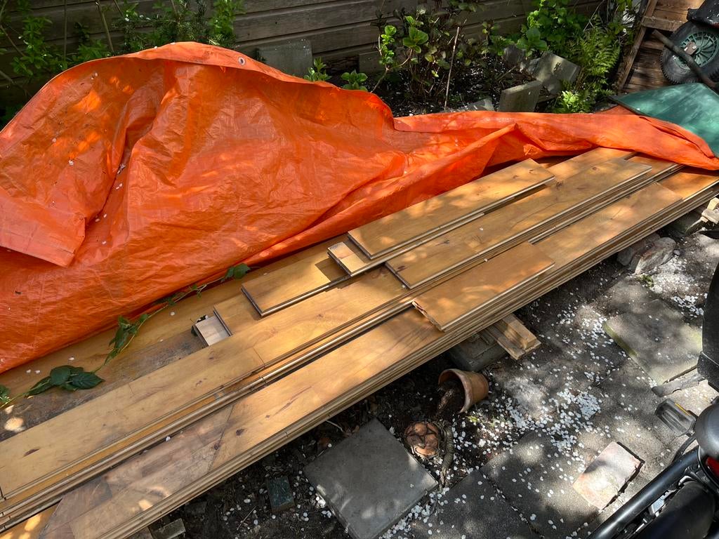 Houten vloer gestoomd beuken, Doe-het-zelf en Verbouw, Vloerdelen en Plavuizen, Ophalen, Gebruikt, Overige typen, 10 m² of meer