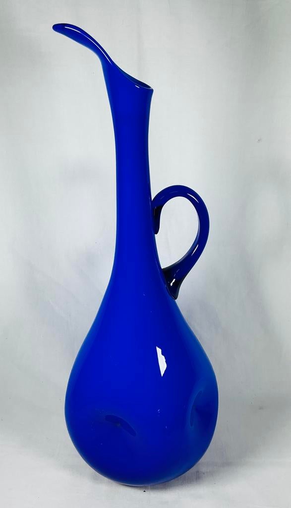 Empoli Italië Vintage grote kobalt blauw glazen vaas, Ophalen of Verzenden, Huis en Inrichting