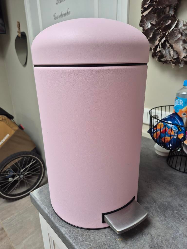 Brabantia Poederroze Prullenbak 10-12ltr met Pedaal, Kunststof, Met pedaal, Ophalen of Verzenden, Zo goed als nieuw