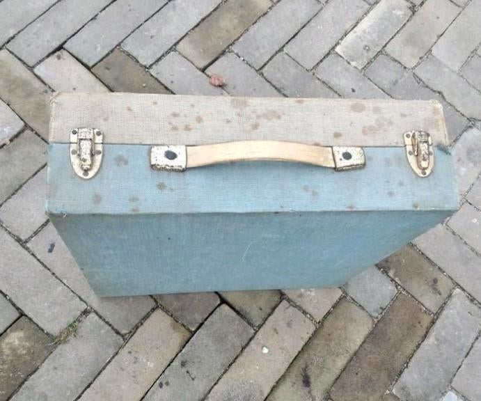 Vintage plattenkoffer met LP's, Cd's en Dvd's, Vinyl | Overige Vinyl, Ophalen of Verzenden, Gebruikt, 12 inch