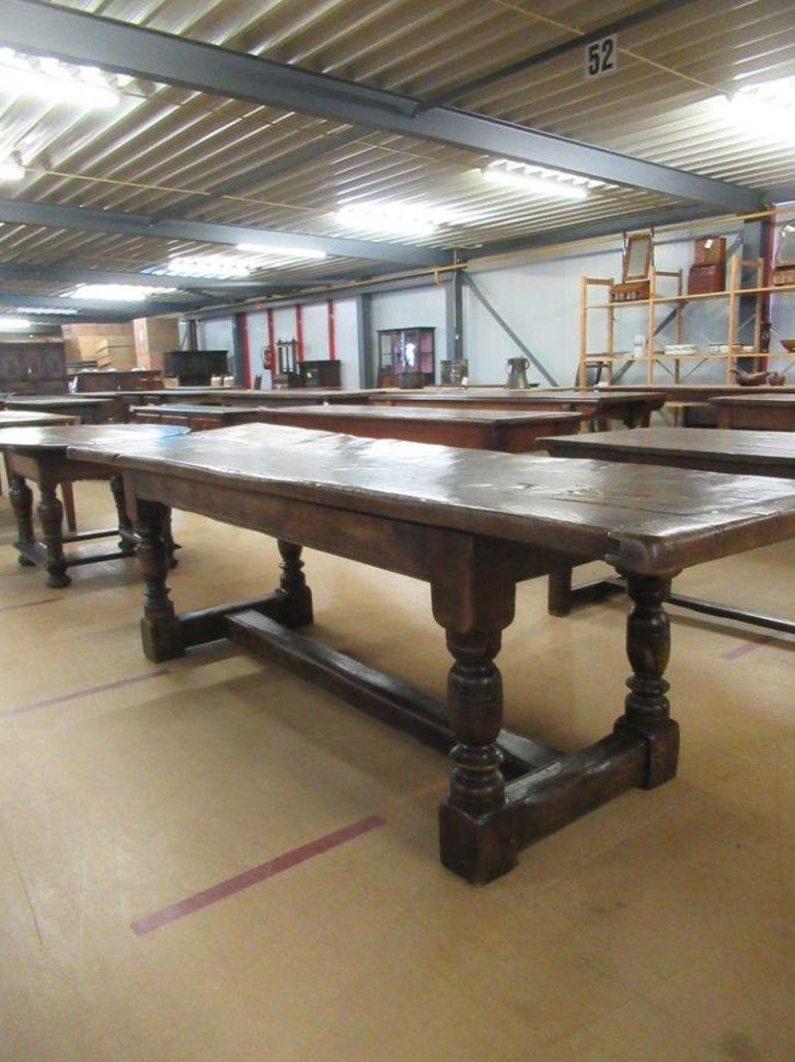 oer 11786 lange eiken kloostertafel met mooi geleefd blad, Antiek en Kunst, Antiek | Meubels | Tafels, Ophalen