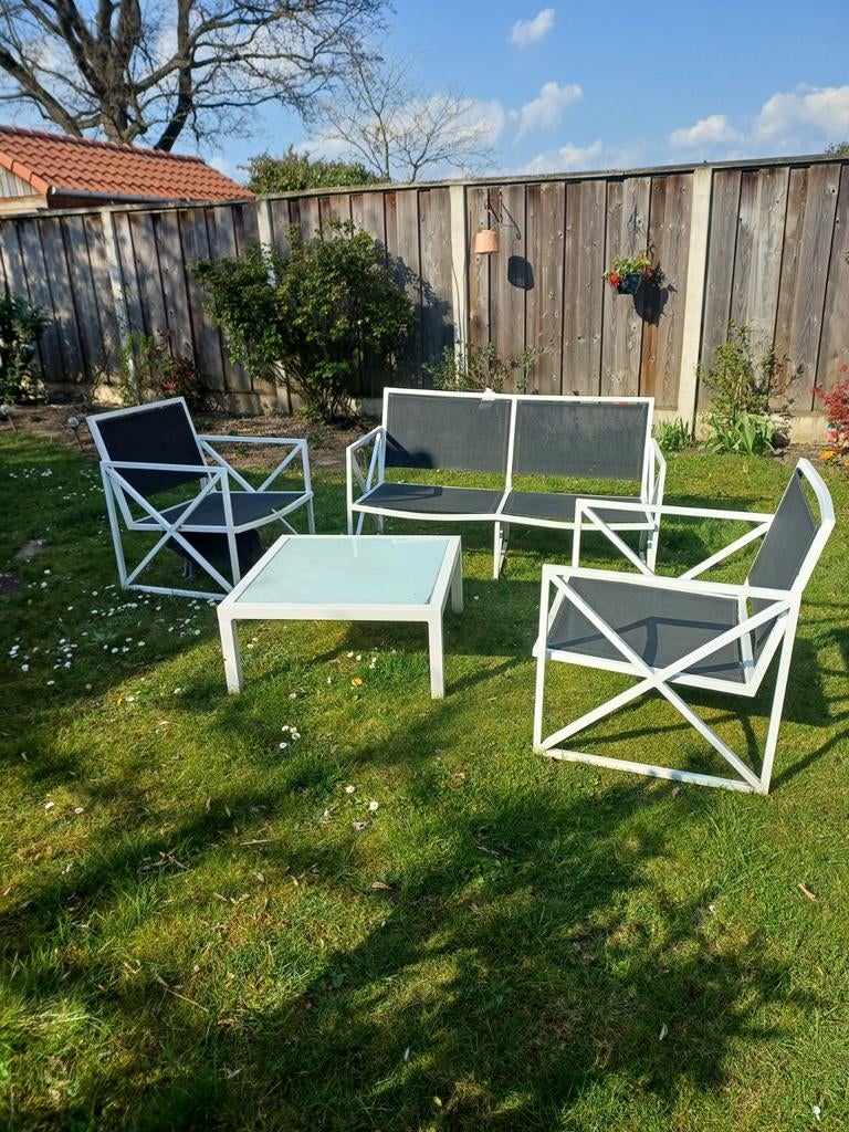 Wit aluminium tuinset., Tuin en Terras, Tuinsets en Loungesets, Ophalen