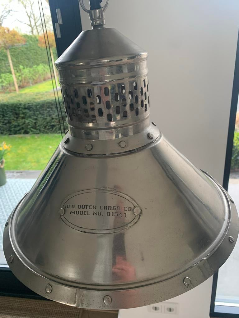 Set van 3 lampen Industriële hanglamp van Old Dutch Cargo, Huis en Inrichting, Lampen | Hanglampen, Ophalen, Gebruikt, Metaal