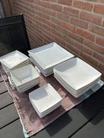 Wit vierkant servies - 18-delig, Ophalen, Gebruikt, Keramiek, Effen