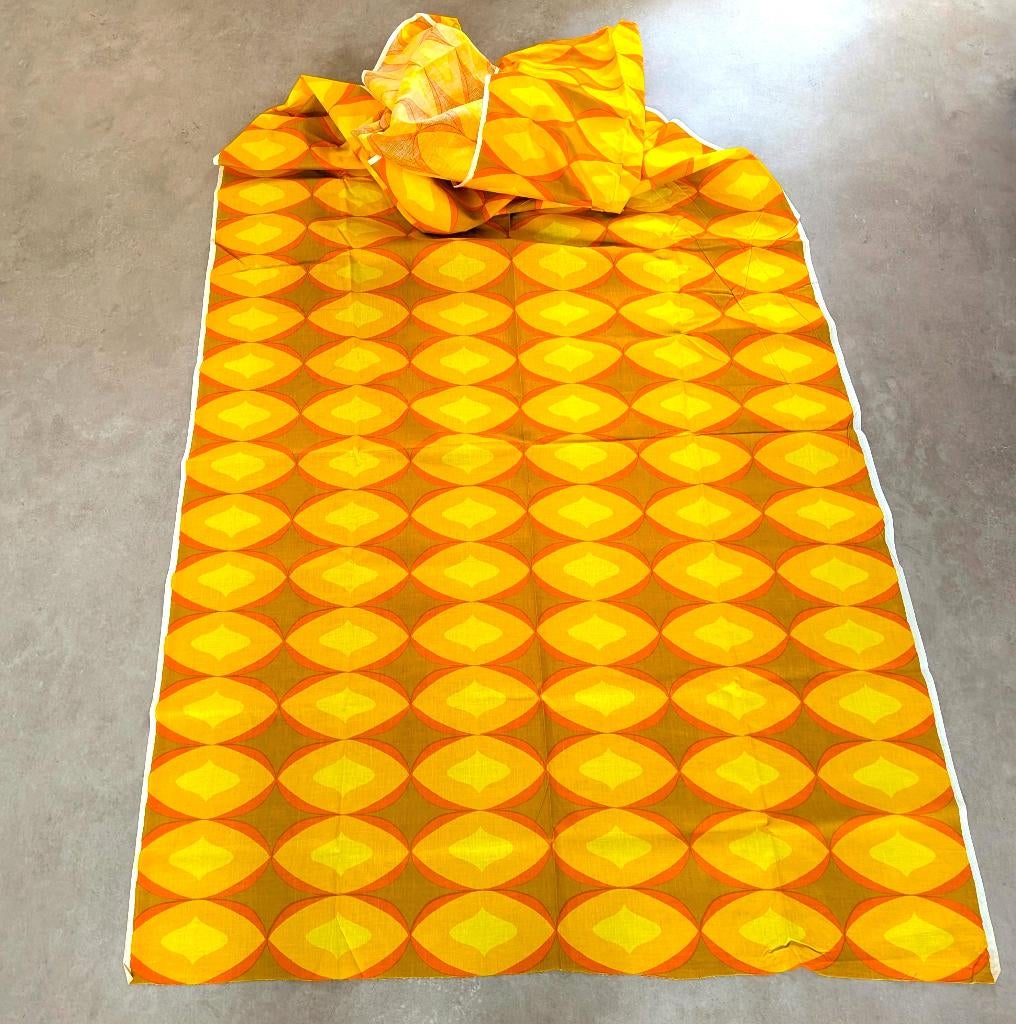 Stuk vintage retro stof 3.60 x 2.00 meter Ongebruikt Nieuw, 120 cm of meer, Oranje, Ophalen of Verzenden, Katoen