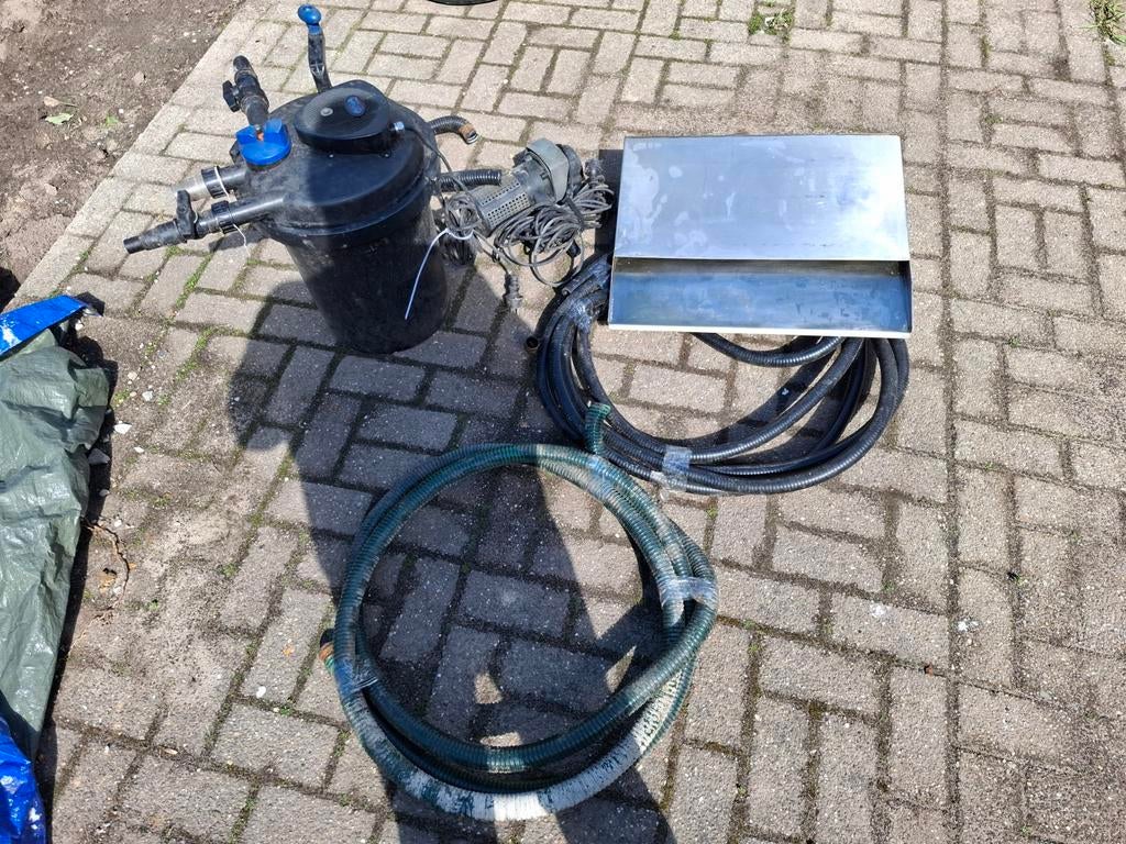 Vijverset compleet – pomp + drukfilter + slangen + RVS water, Ophalen