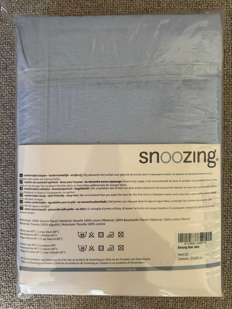 Snoozing Flanellen Laken - Tweepersoons - Lichtblauw, Ophalen, Blauw, Hoeslaken of Sloop, Nieuw
