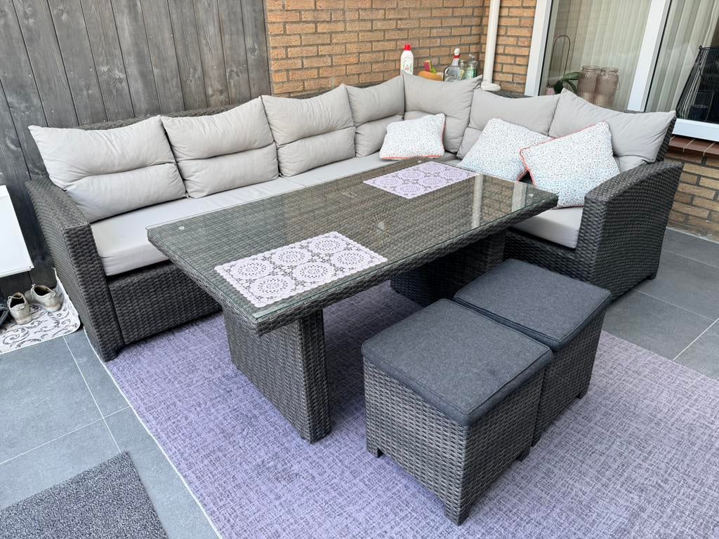 Loungeset tuin, Tuin en Terras, Tuinsets en Loungesets, Ophalen, Zo goed als nieuw, Wicker