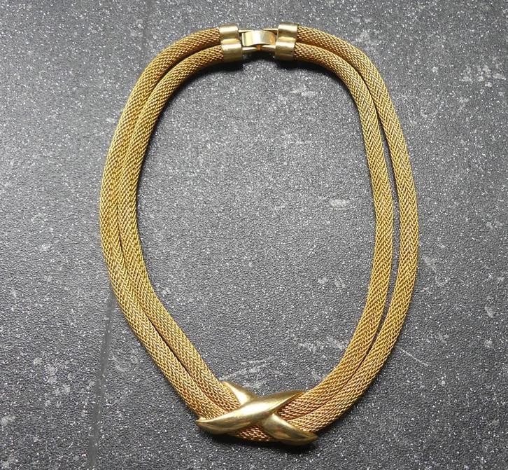 Ketting dubbel goudkleur, Sieraden, Tassen en Uiterlijk, Kettingen, Gebruikt, Overige materialen, Goud, Ophalen of Verzenden
