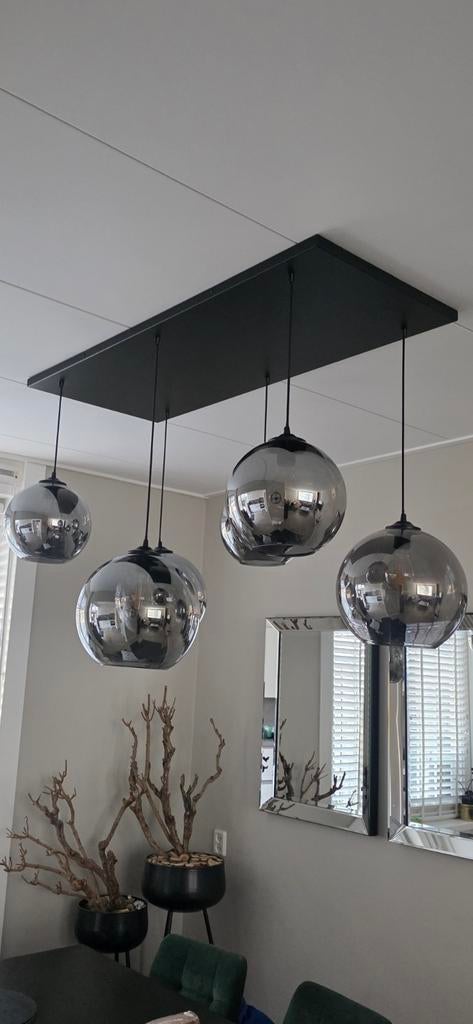 Bollen hang lampen smokey glas, Huis en Inrichting, Lampen | Hanglampen, Ophalen, Zo goed als nieuw, Glas, Minder dan 50 cm