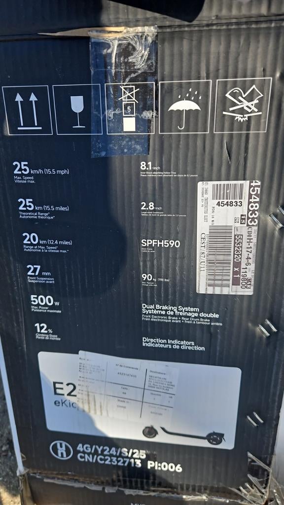 Ninebot E2 Plus II Elektrische Step - Zo goed als nieuw, Fietsen en Brommers, Steps, Ophalen of Verzenden, Zo goed als nieuw, Elektrische step (E-scooter)