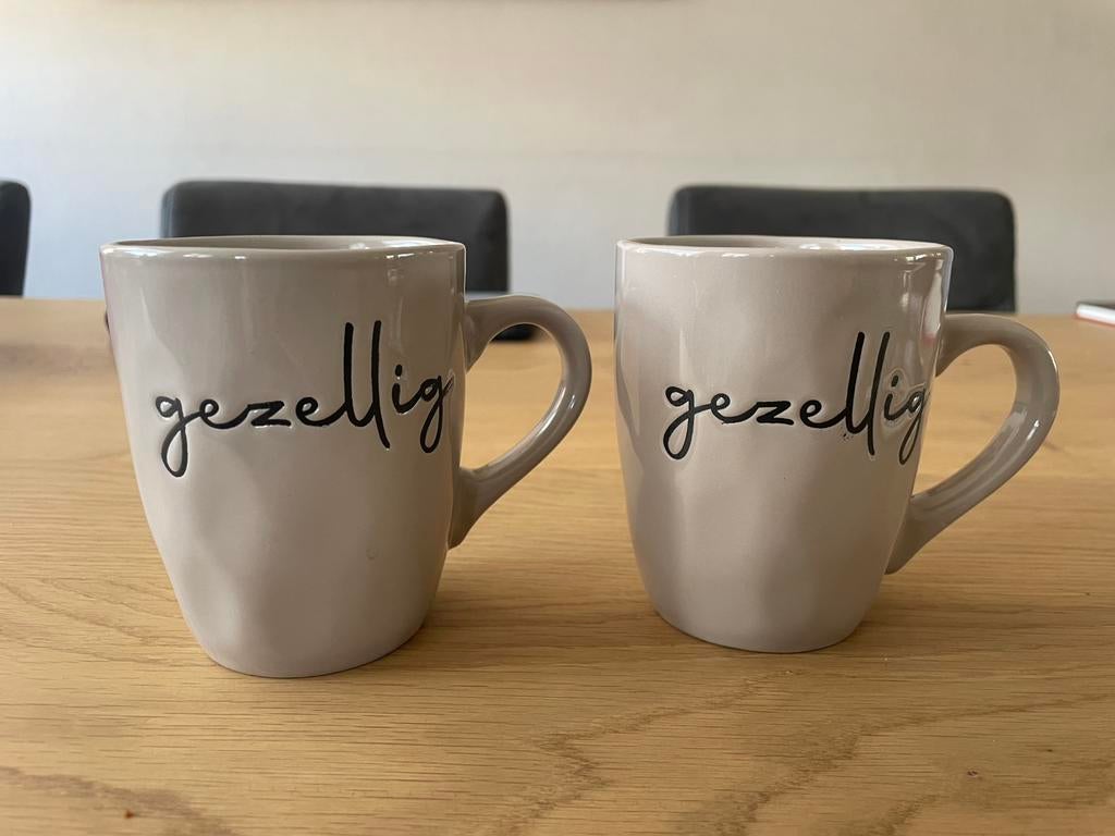 2 nieuwe bekers/mokken gezellig van SENZA, Ophalen of Verzenden, Zo goed als nieuw, Overige stijlen, Kop(pen) en/of Schotel(s)