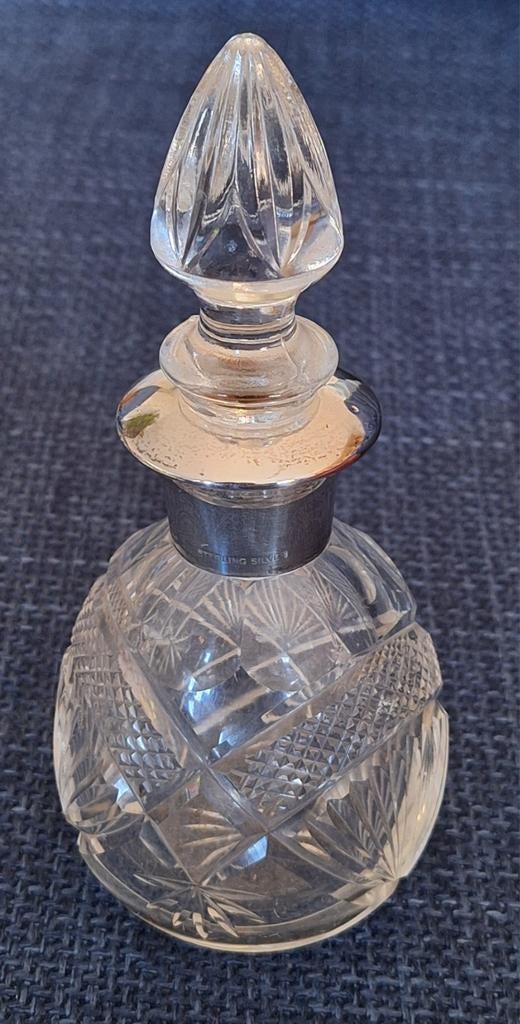 Zilveren parfumfles, glas met zilver parfumfles, Sterling., Ophalen, Parfumfles