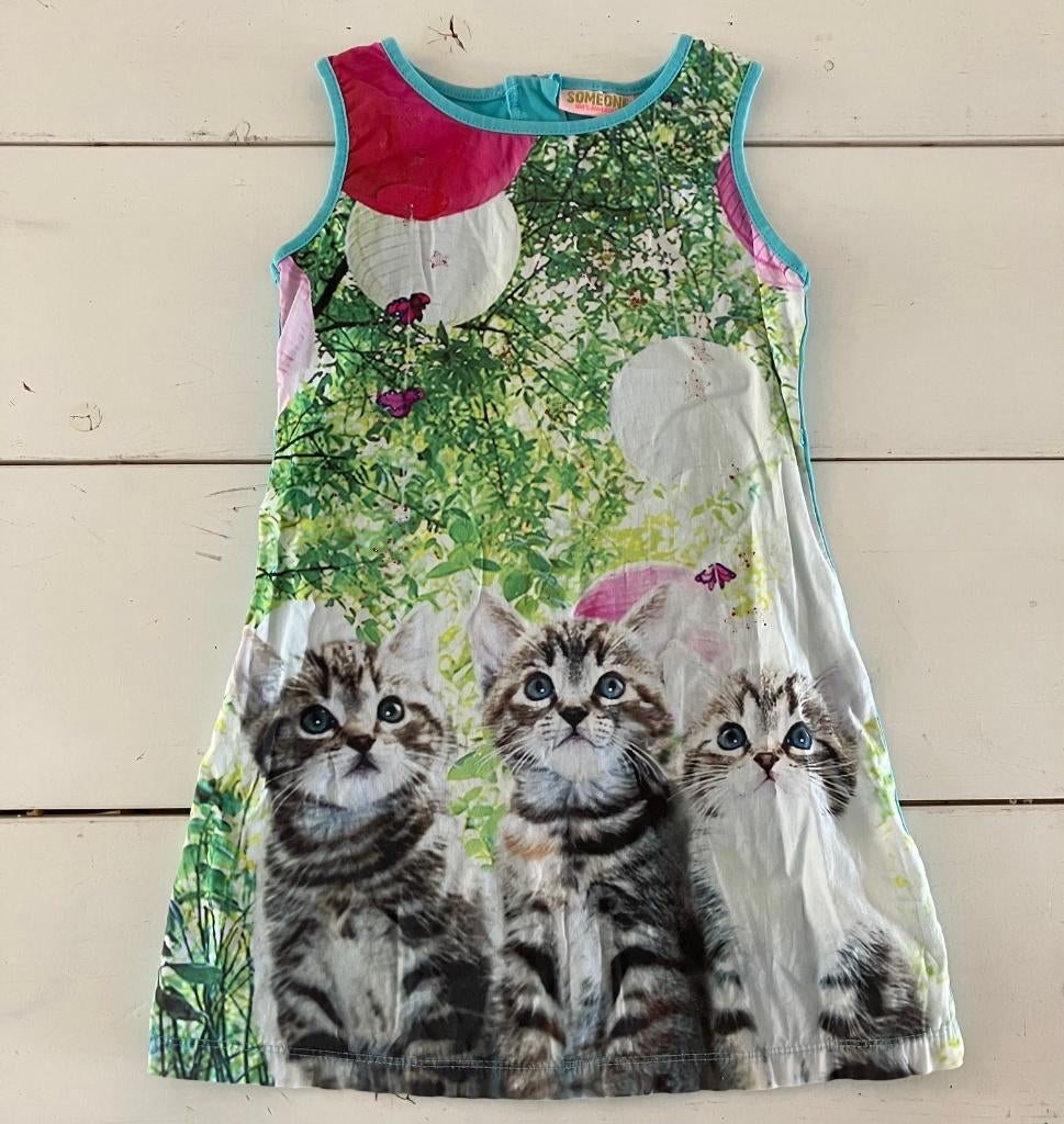 Jurkje met glitter en poezen mt 110, Gebruikt, Meisje, Ophalen of Verzenden, Someone