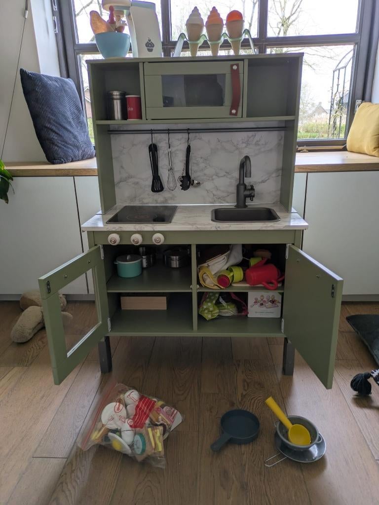 IKEA gepimpte speelkeuken, Kinderen en Baby's, Speelgoed | Speelkeukens, Ophalen, Gebruikt, Hout, Speelkeuken