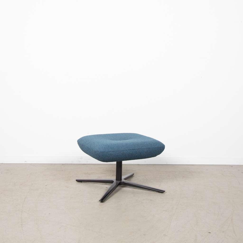 1x Leolux Caruzzo Fine Voetenbank Blauw Stof, Huis en Inrichting, Niet ingevuld, Ophalen of Verzenden, Zo goed als nieuw, Stof