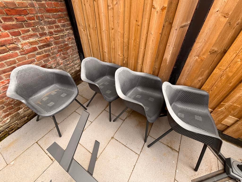 4 antraciet tuinstoelen intratuin, Tuin en Terras, Ophalen, Gebruikt, Aluminium