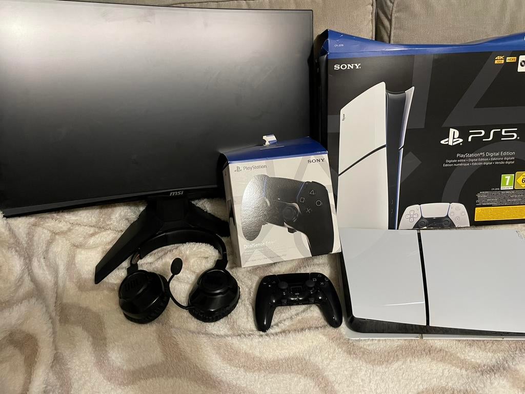 PlayStation 5 met monitor duel Edge controller & headset, Ophalen, Zo goed als nieuw