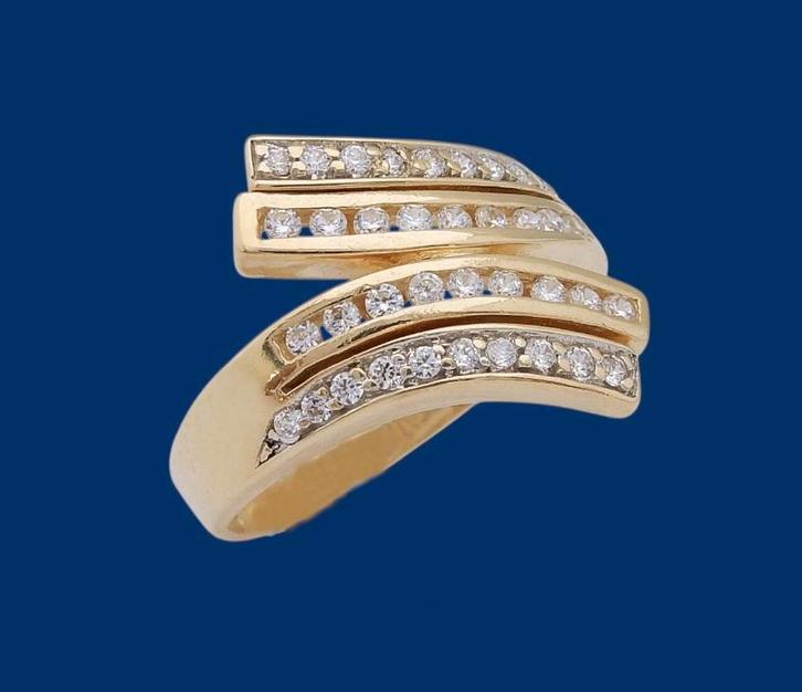 14 karaat Gouden Dames Ring Alliance Rij-Ring M18.5, Sieraden, Tassen en Uiterlijk, Ringen, Nieuw, Dame, 18 tot 19, Goud, Goud