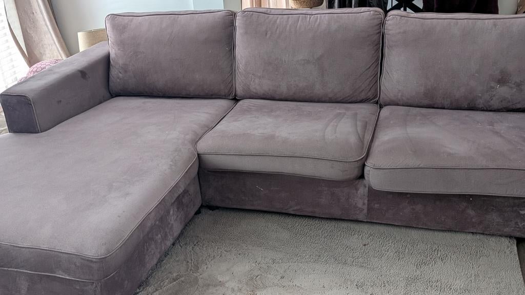 Hoekbank taupe, Huis en Inrichting, Banken | Complete zithoeken, Ophalen, Stof