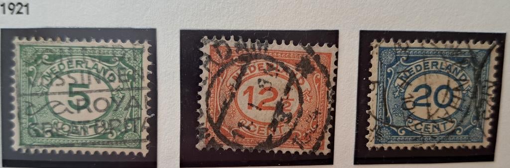 Nederland 1921 nvph 107/109 gest. (Davo), Ophalen of Verzenden, T/m 1940, Gestempeld