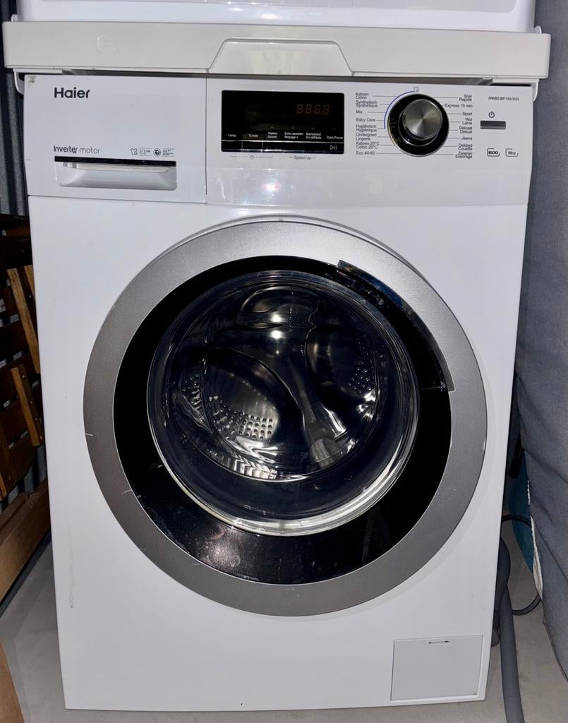 Haier wasmachine HW80-BP16636N, Witgoed en Apparatuur, Wasmachines, Ophalen, Energieklasse A of zuiniger, Zo goed als nieuw, Voorlader