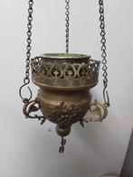9251) mooie antieke grote Godslamp met hanger en binnepot, Ophalen of Verzenden