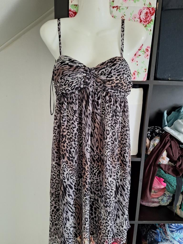 Leopard Print Zomerjurkje met Spaghettibandjes, Ophalen of Verzenden, Zo goed als nieuw, Maat 36 (S), Boven de knie