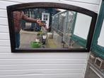 Uniek brede half ronde spiegel brocante strakke eiken lijst., Huis en Inrichting, Woonaccessoires | Spiegels, Ophalen of Verzenden