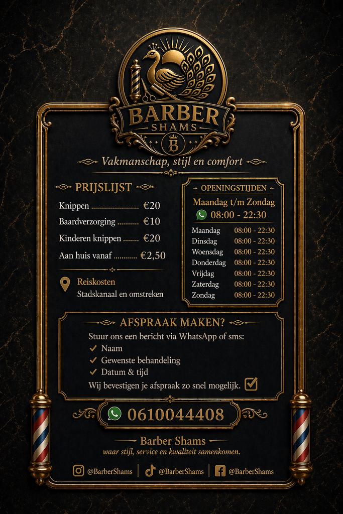 Barber shams barber aan huis bij u  (kapper), Eén persoon