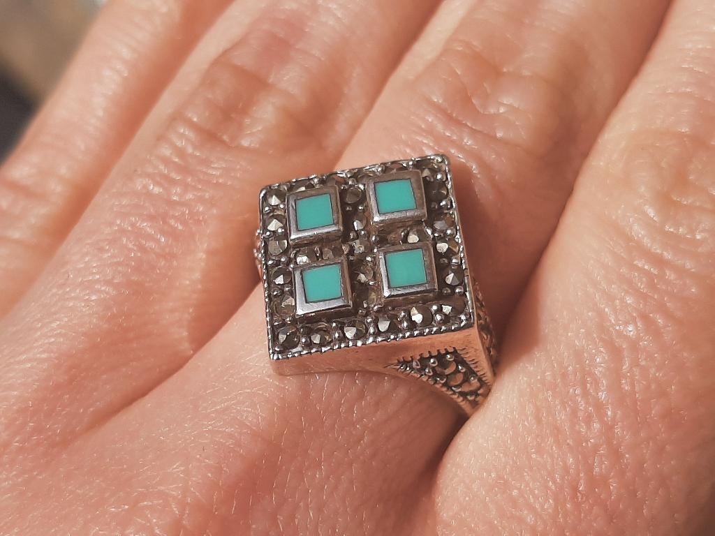 Vanoli 925 zilveren ring turkoois markasiet maat 17,5, Daiva1973@hotmail.com, Vanoli, Blauw, Amsterdam