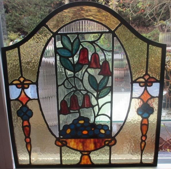 vier art nouveau glasramen met bloemenkorf, Antiek en Kunst, Ophalen