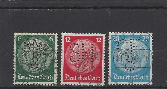 Duitsland, Duitse Rijk Michelnrs. 516-519-521 met Perfins, Verzenden, Overige periodes, Gestempeld