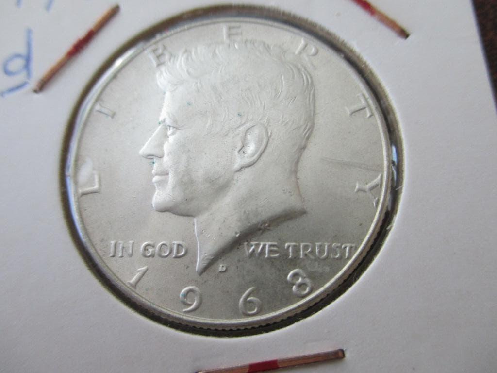 Halve dollar 1968, Ophalen of Verzenden, Noord-Amerika, Losse munt, Zilver