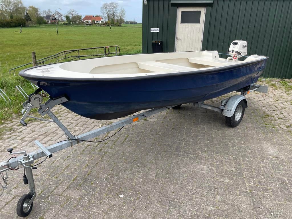 Verano 410 met 6pk Suzuki en trailer visboot motorboot, Watersport en Boten, Vis- en Consoleboten, Zo goed als nieuw, Tot 10 pk
