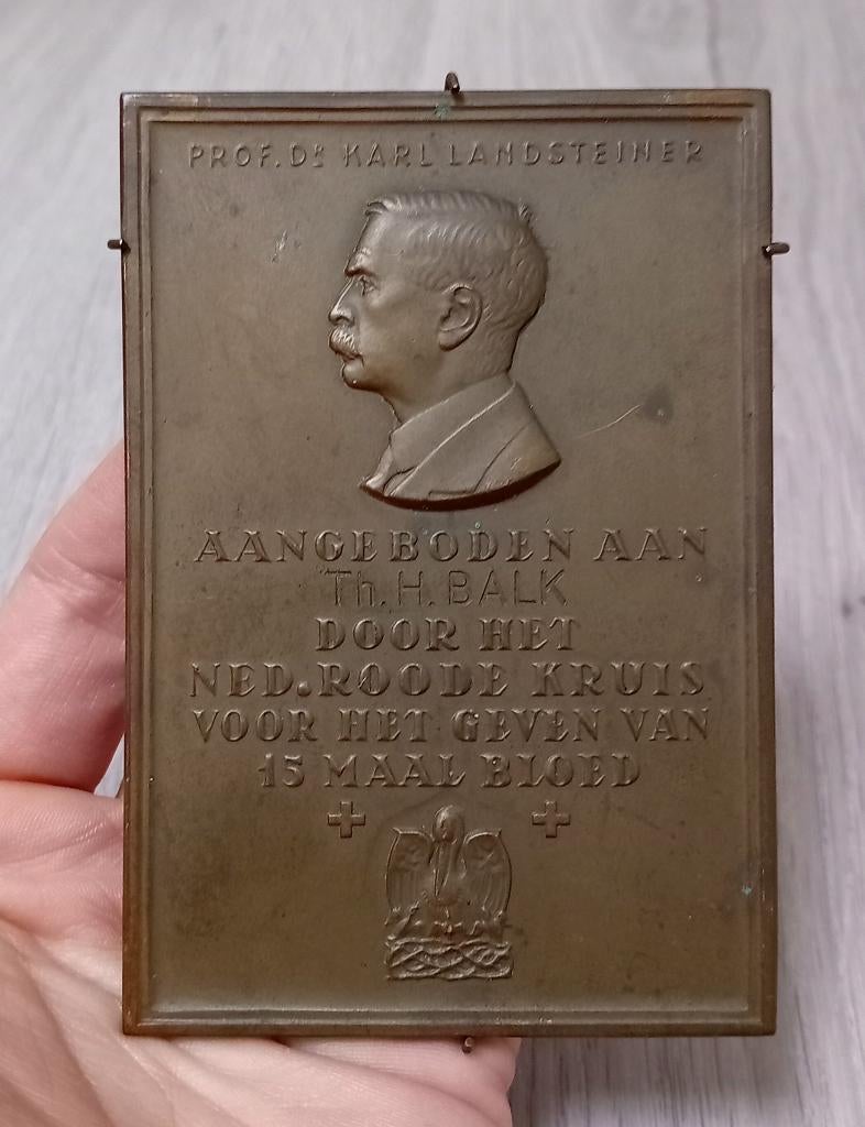 Dr. Krl Landsteiner plaquette, Ophalen of Verzenden