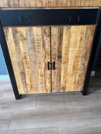 Industriële mango Houten Kast met 2 Deuren en Lade, Huis en Inrichting, Kasten | Overige, Ophalen, Zo goed als nieuw