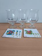 3 Duvel glazen met open letters en viltjes, Ophalen of Verzenden, Zo goed als nieuw, Glas of Glazen, Duvel