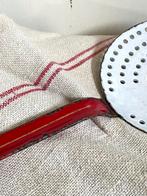 SALE…. Emaille oude schuimspaan rood met goud biesjes, Ophalen of Verzenden