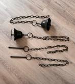 Zwarte metalen kettingen en plafondkappen voor lampen, Ophalen, Gebruikt