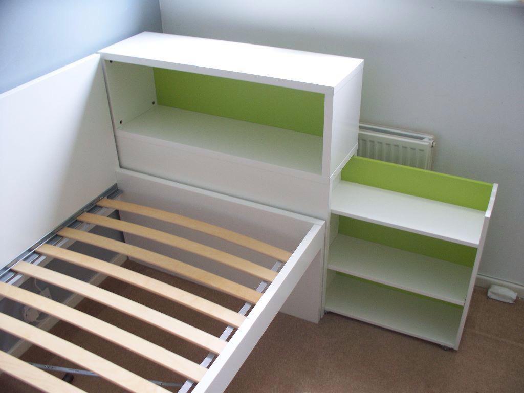 IKEA bed Flaxa (90x200) met uitschuifbaar onderbed, Ophalen, 85 tot 100 cm, Gebruikt, Matras