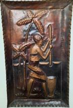 Antieke rood koperen beslagen plaat, Ophalen of Verzenden