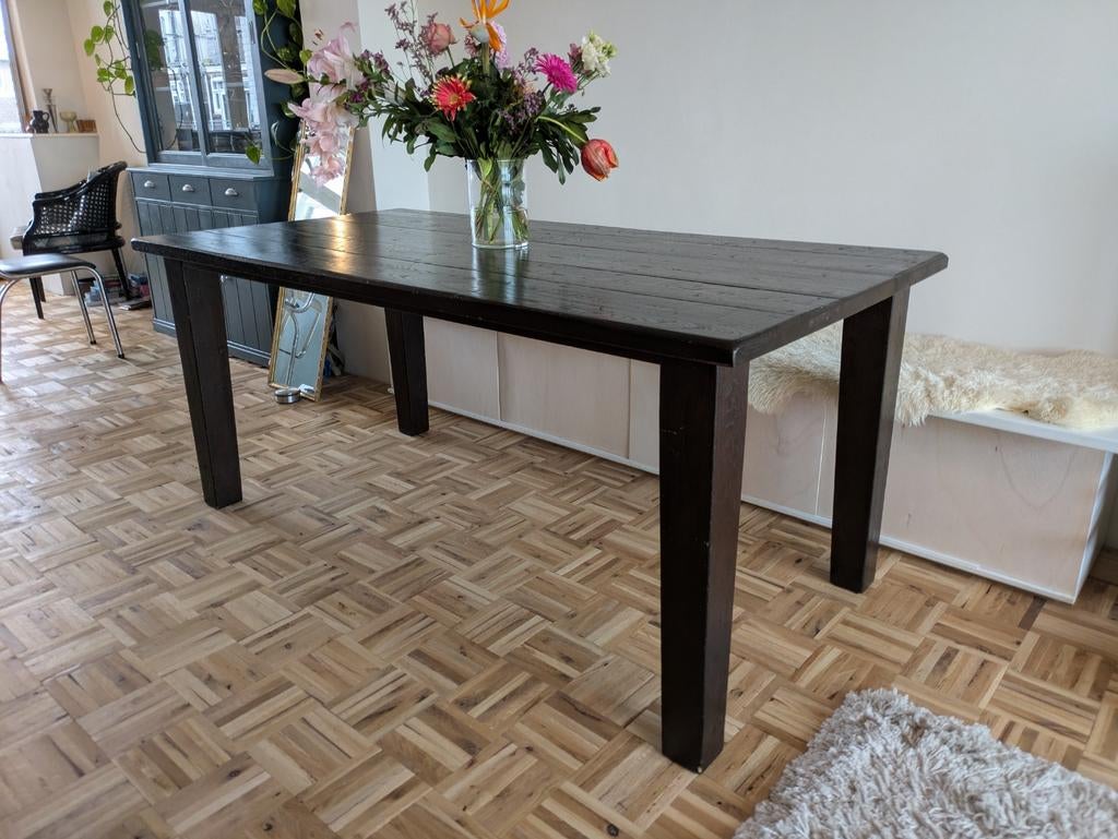 Donkerbruine eettafel, Huis en Inrichting, Tafels | Eettafels, Ophalen, Gebruikt, 50 tot 100 cm, Vijf personen of meer