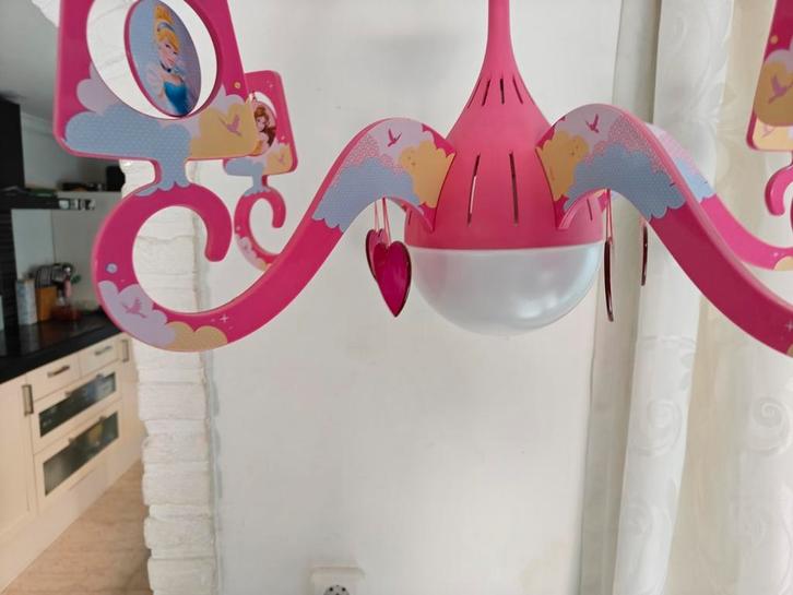 Disney Prinsessen Kroonluchter Roze met E27 LED Lamp, Huis en Inrichting, Lampen | Kroonluchters, Zo goed als nieuw, Kunststof
