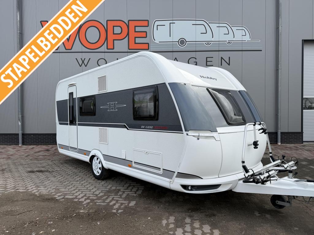 Hobby De Luxe Edition 490 KMF MOVER FIETSENDRAGER, Caravans en Kamperen, Caravans, Dwarsbed, Hobby, Bedrijf, Schokbreker