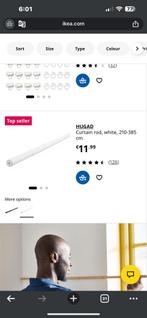 Gordijnroede, wit, 210-385 cm rekbaar 2 stuks Gratis, Ophalen, Wit, 200 cm of meer