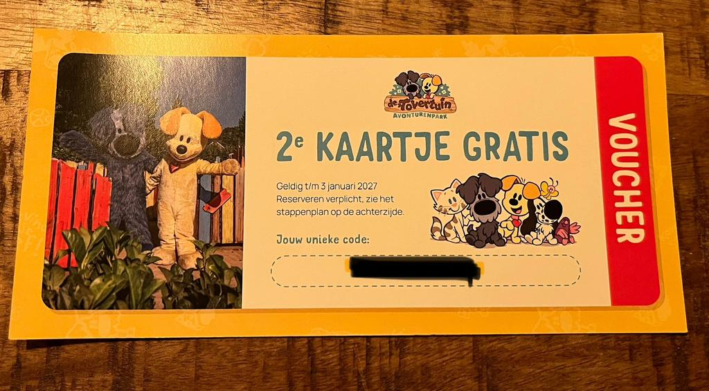 2de kaartje gratis voor het Woezel en Pip attractiepark!, Twee personen, Kortingskaart