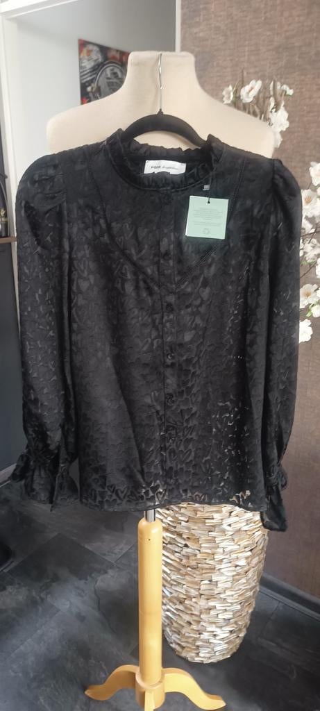 Mooie doorzichtige zwarte blouse van POM Amsterdam mt 34, Antiek en Kunst, Antiek | Kleding en Accessoires, Ophalen